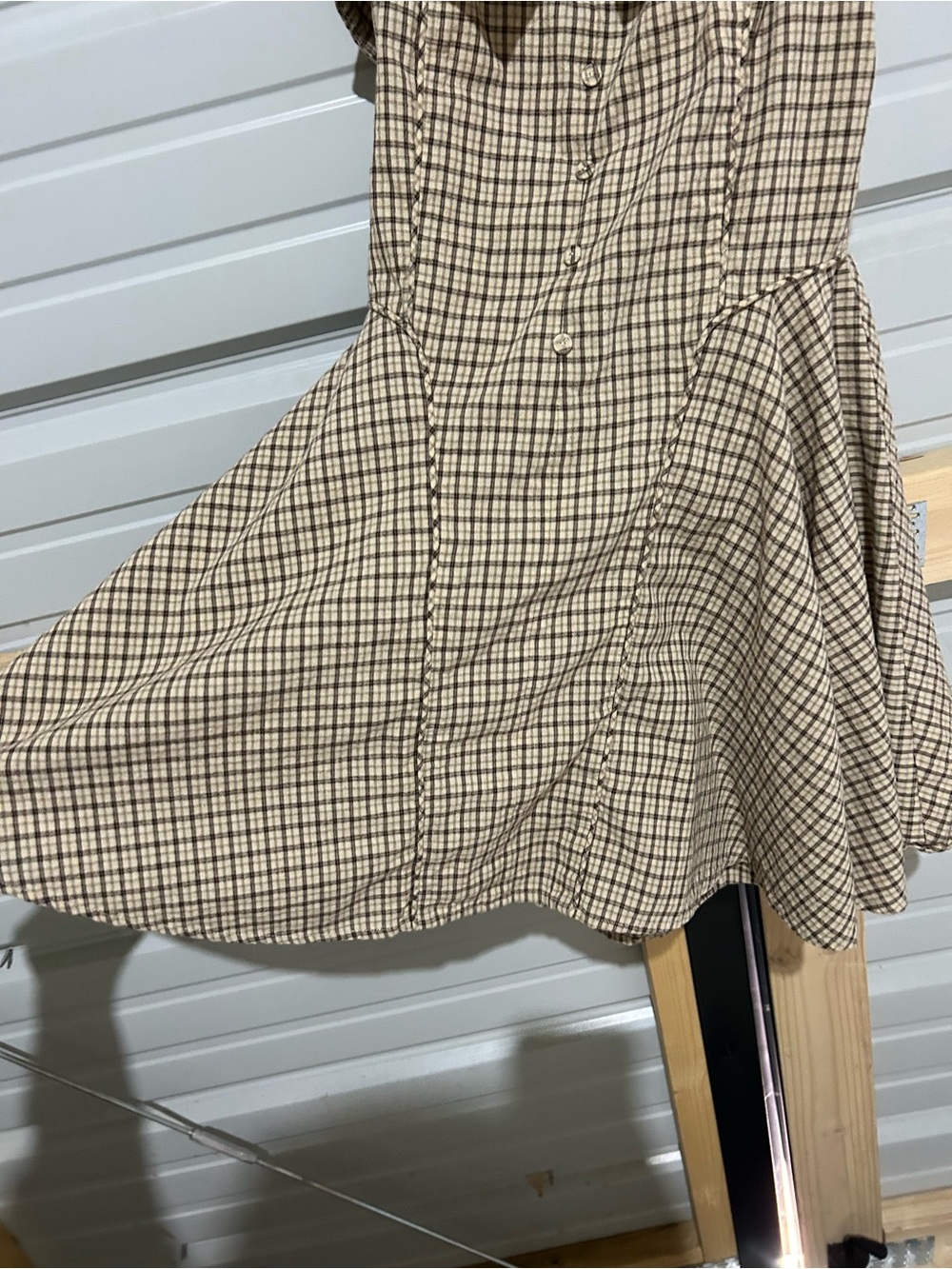 Day + Moon Plaid Tie Neck Fit & Flare Mini Dress Size S Preppy Fall Staple - Picture 4 of 9